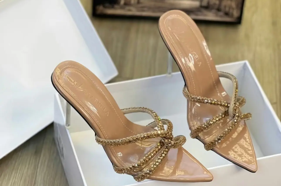 Giày cao gót mũi nhọn dây đá chéo HM45 gót cao 9cm 
