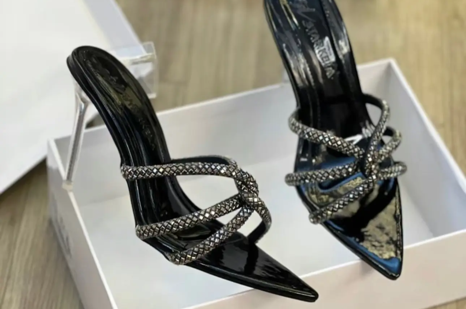 Giày cao gót mũi nhọn dây đá chéo HM45 gót cao 9cm 