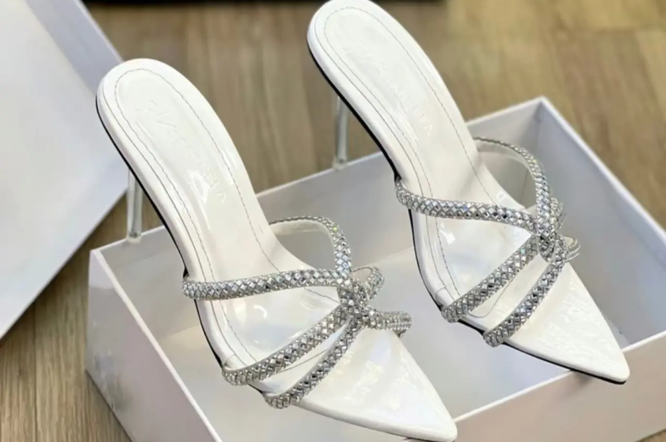 Giày cao gót mũi nhọn dây đá chéo HM45 gót cao 9cm 