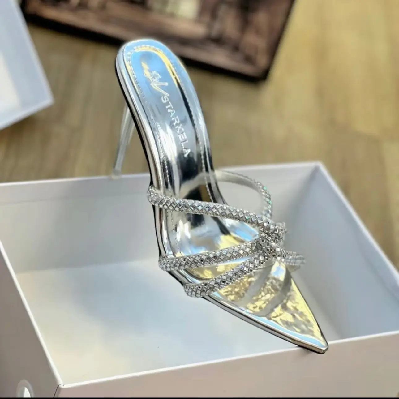 Giày cao gót mũi nhọn dây đá chéo HM45 gót cao 9cm 